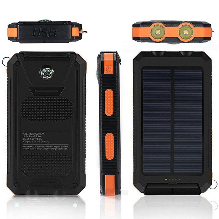 Zewnętrzna ładowarka solarna 10 000 mAh, wodoodporna, wstrząsoodporna z panelem słonecznym, kompaktowa konstrukcja, idealna na zewnątrz.