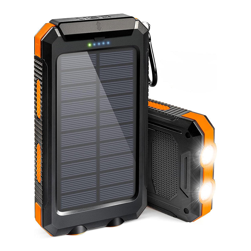 Powerbank solarny z szybkim ładowaniem, wodoodporny, kompaktowy design z panelami słonecznymi, idealny do aktywności na świeżym powietrzu.