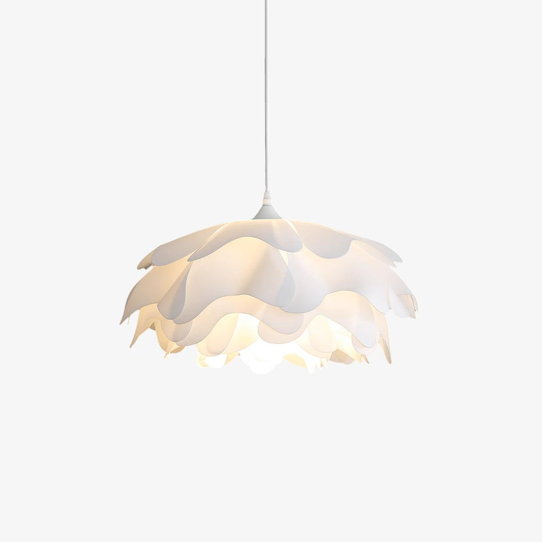 Lampa wisząca kwiatowa, biała, styl wnętrza