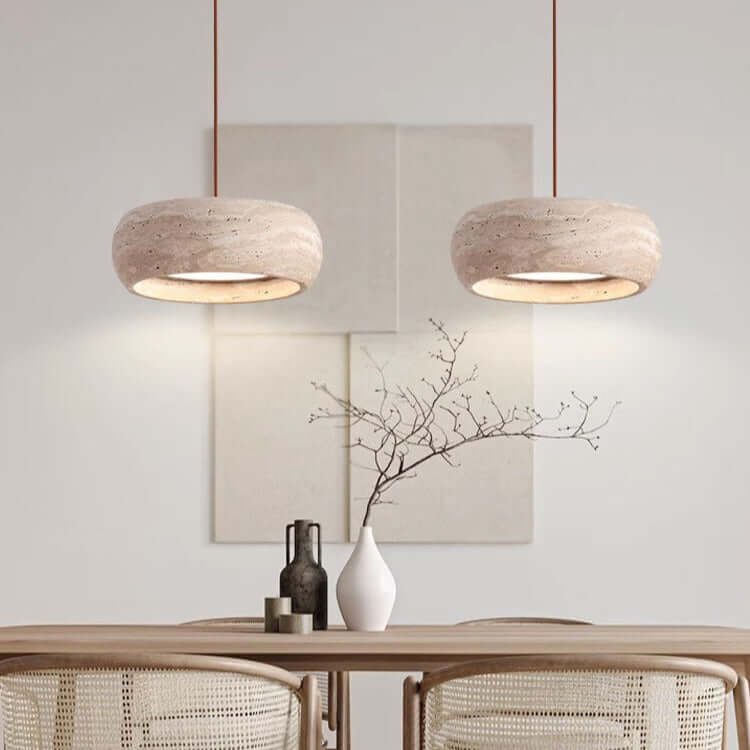 Wisząca Lampa LED w Stylu Kamiennym Kremowym – Oświetlenie Wnętrz