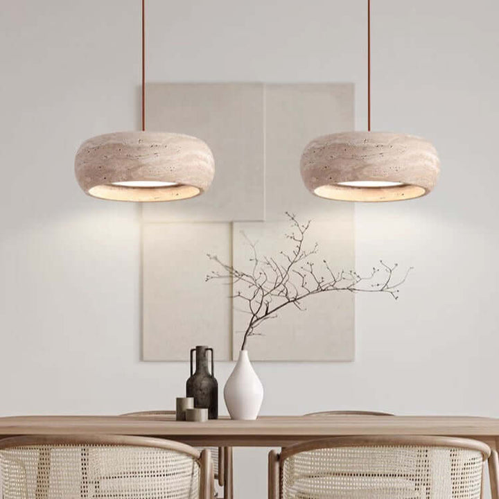 Wisząca Lampa LED w Stylu Kamiennym Kremowym – Oświetlenie Wnętrz