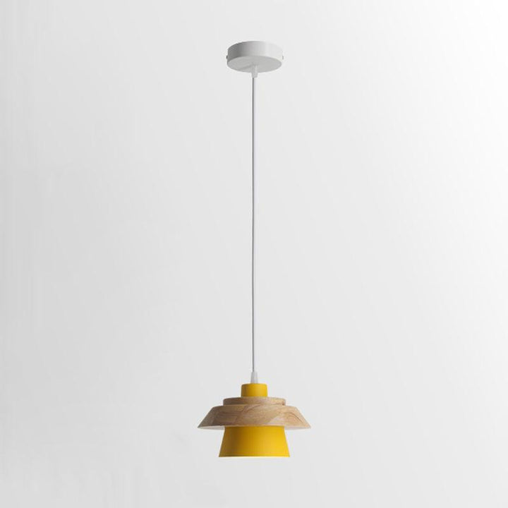 Drewniana Lampa Wisząca z Elementami Kamienia