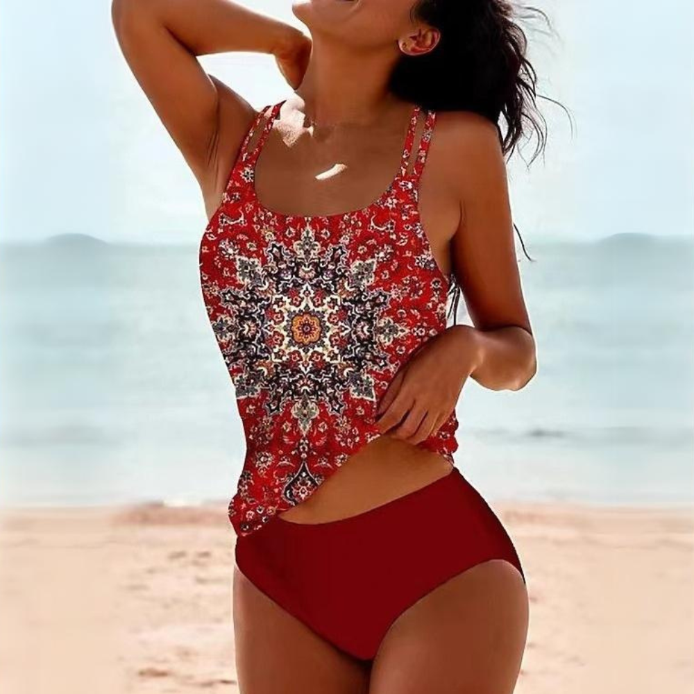 Eleganckie bikini damskie z miękkiej tkaniny, podkreślające figurę, idealne na plażę lub basen, gwarantujące elegancję i komfort.