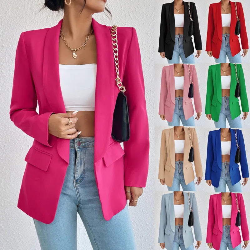elegancki blazer damski, dopasowany krój, klasyczne linie, miękki materiał, idealny na profesjonalne okazje.