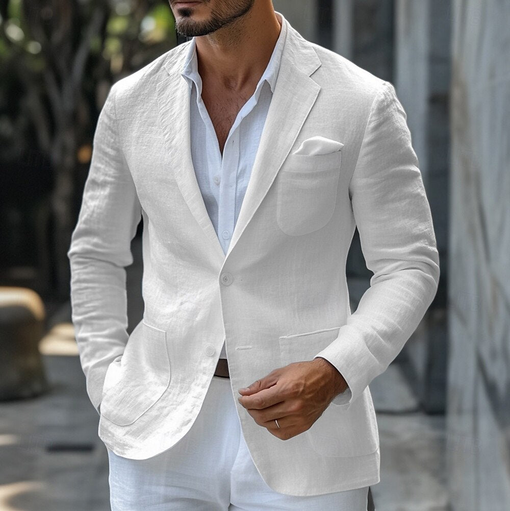 Męski lniany blazer Clément, szykowny i elegancki, dostępny w wielu rozmiarach i kolorach, idealny na lato.