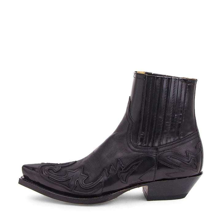 Unisexowe skórzane kozaki kowbojskie z haftem w stylu western, eleganckim stylem i spiczastym noskiem.