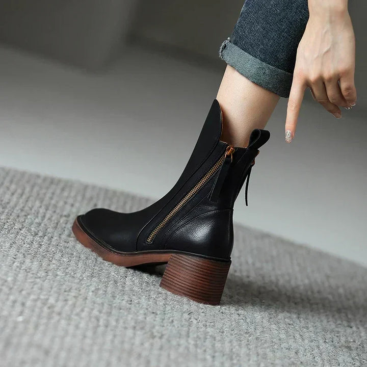 Botki damskie premium ze skóry, eleganckie i wygodne, idealne dla nowoczesnego, trwałego stylu.