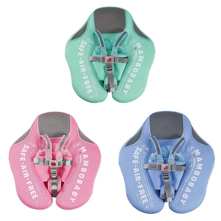 Bouée bébé bleue avec parasol UV et siège ergonomique, sécurité enfant, idéale piscine.