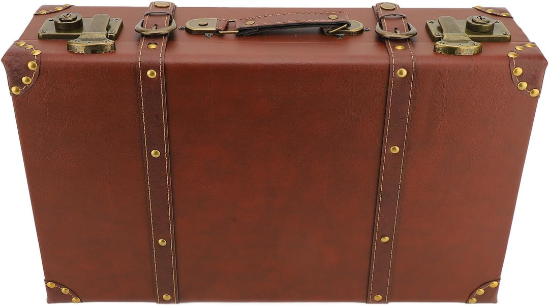 Elegancka brązowa walizka podróżna vintage, z zamkiem stopowym, idealna na krótki wyjazd, styl retro.