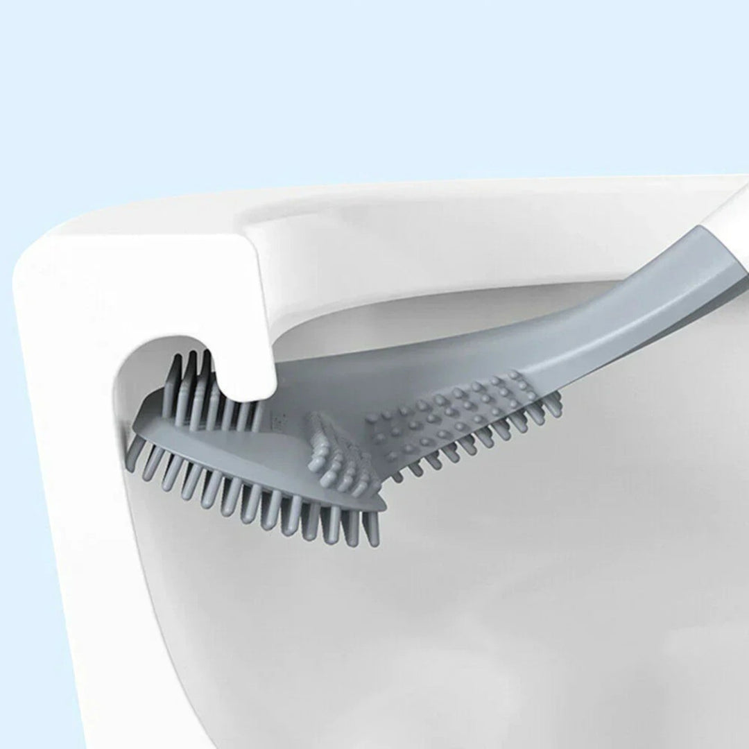 Ergonomiczna szczotka do toalety w kształcie litery L, nowoczesny design dla efektywnego czyszczenia, trwałe i łatwe w pielęgnacji materiały.