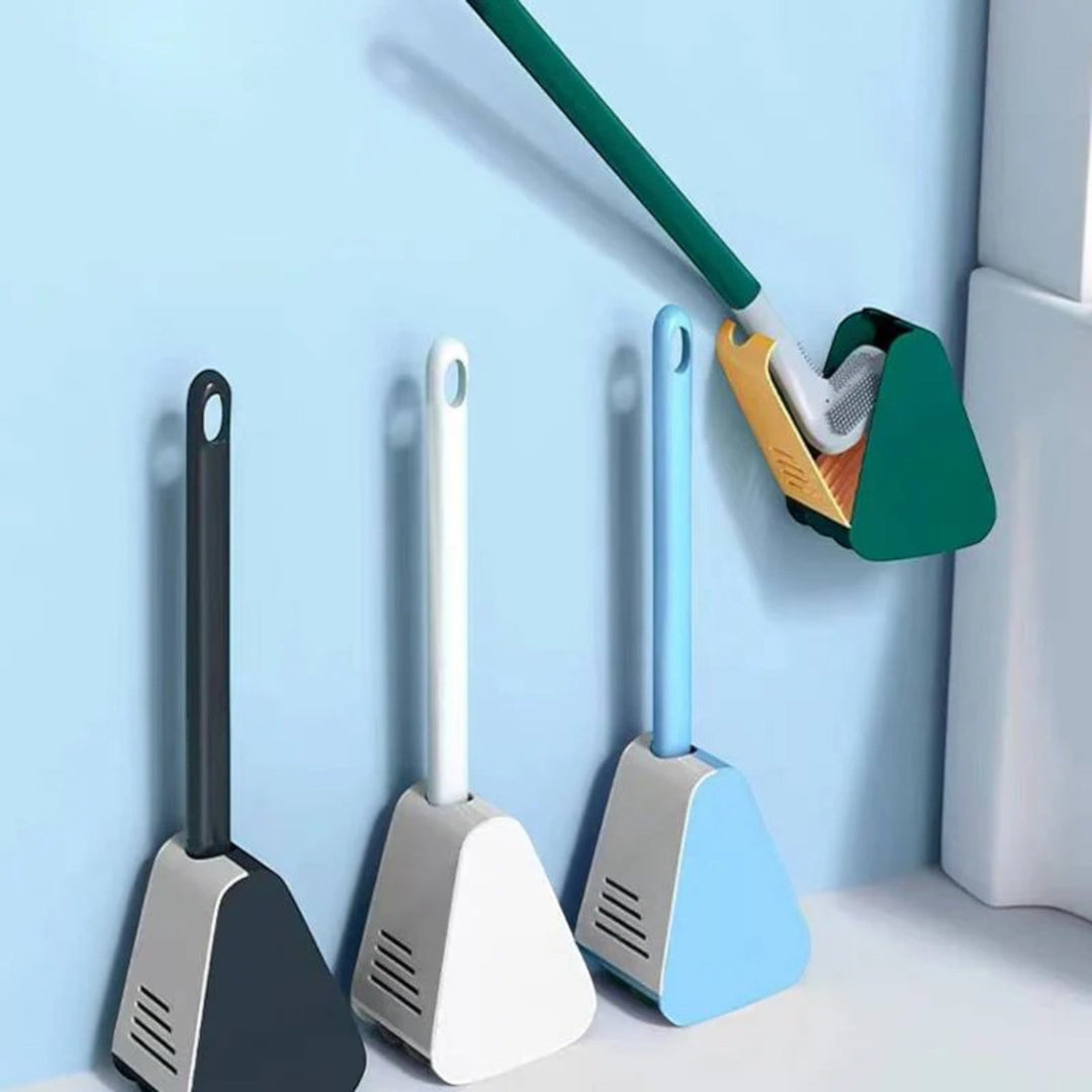 Ergonomiczna szczotka do toalety w kształcie litery L, nowoczesny design dla efektywnego czyszczenia, trwałe i łatwe w pielęgnacji materiały.