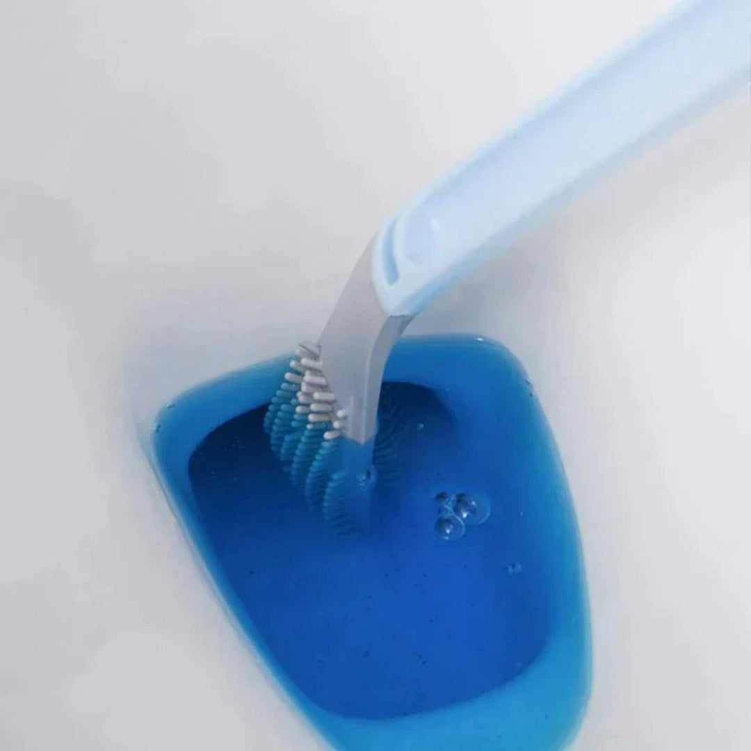 Ergonomiczna szczotka do toalety w kształcie litery L, nowoczesny design dla efektywnego czyszczenia, trwałe i łatwe w pielęgnacji materiały.