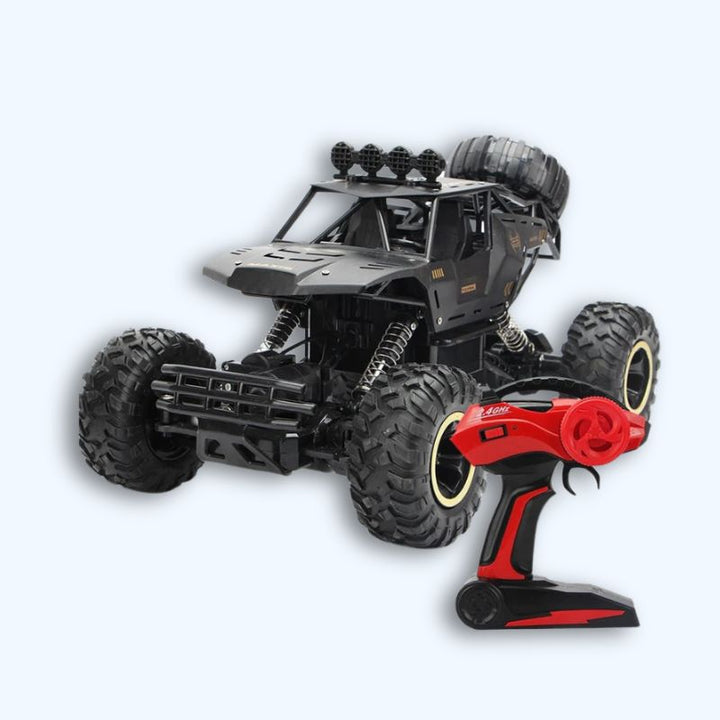 Terenowy buggy RC 4WD ze światłami LED, idealny dla dzieci; kolor czarny, duże koła terenowe, 37cm.