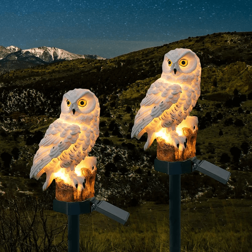 Zestaw 2 Solarnych Lamp Sowich Zewnętrznych - Dekoracja Ogrodu