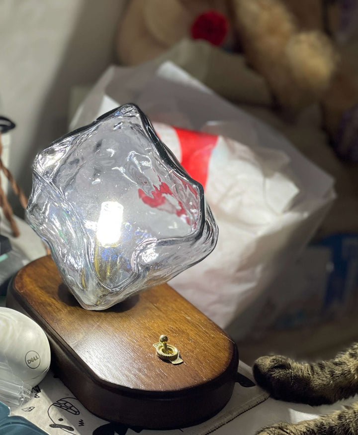 Lampe De Table En Verre En Forme De Pierre De Glace