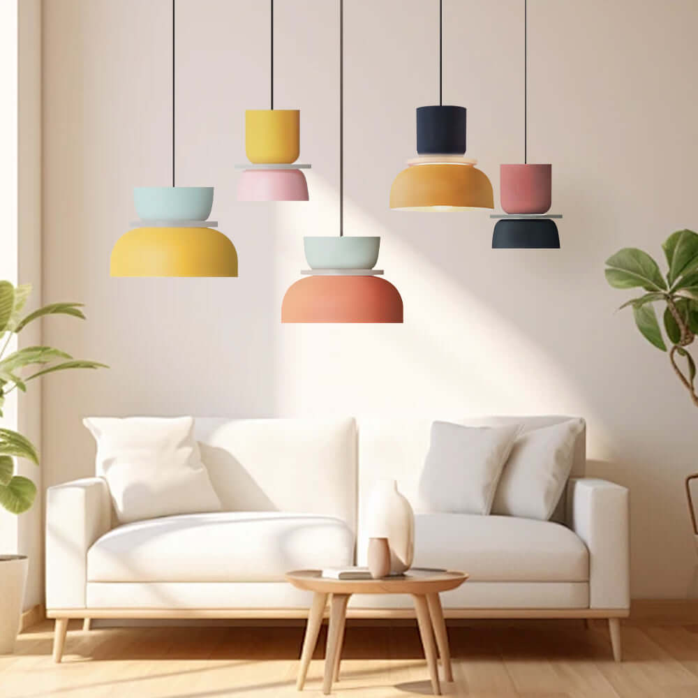 Nordycka lampa wisząca Dulcy z blokami kolorów