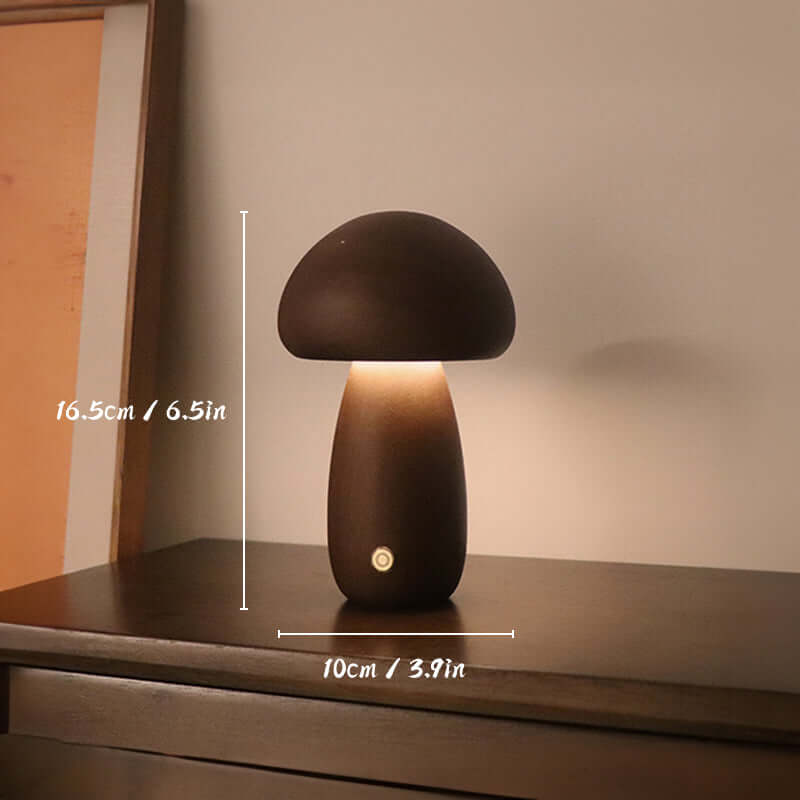 Akumulatorowa Drewniana Lampa Stołowa w Kształcie Grzyba