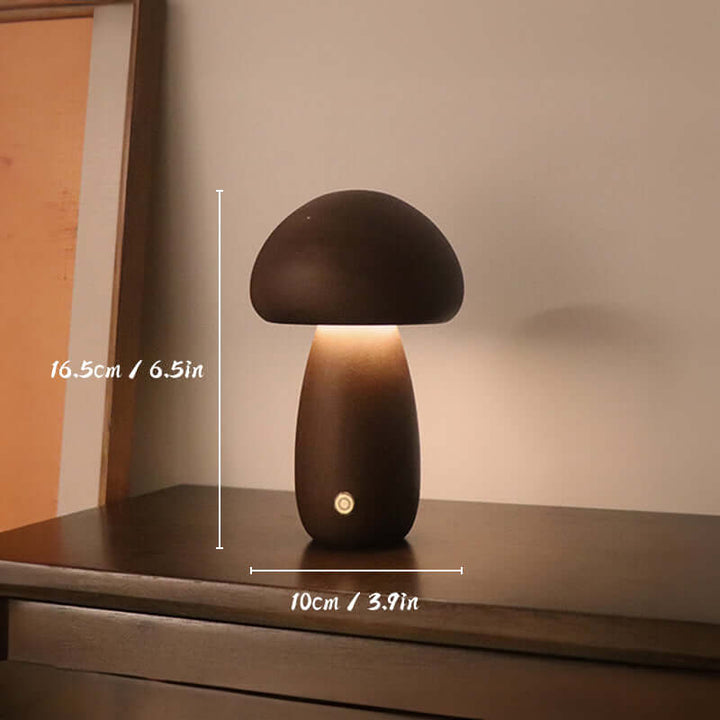 Akumulatorowa Drewniana Lampa Stołowa w Kształcie Grzyba