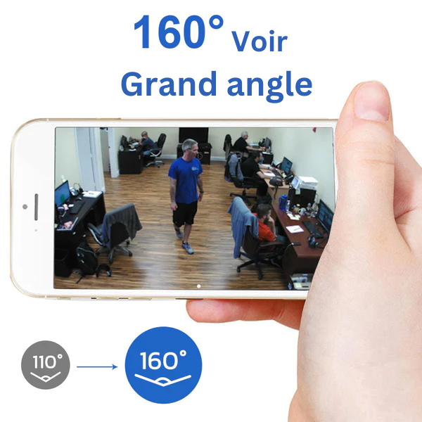 Kompaktowa kamera monitorująca Full HD 1080p dla dzieci, dyskretny design i ultraszerokokątny obiektyw 160°.