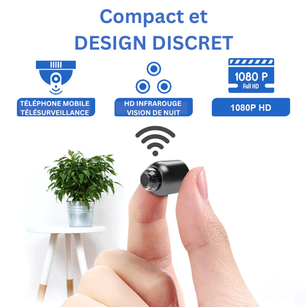 Kompaktowa kamera monitorująca Full HD 1080p dla dzieci, dyskretny design i ultraszerokokątny obiektyw 160°.
