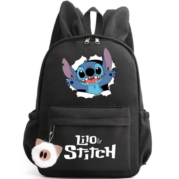 Niebieski plecak dziecięcy Stitch z zabawnym motywem i breloczkiem, praktyczny i uroczy design do szkoły.