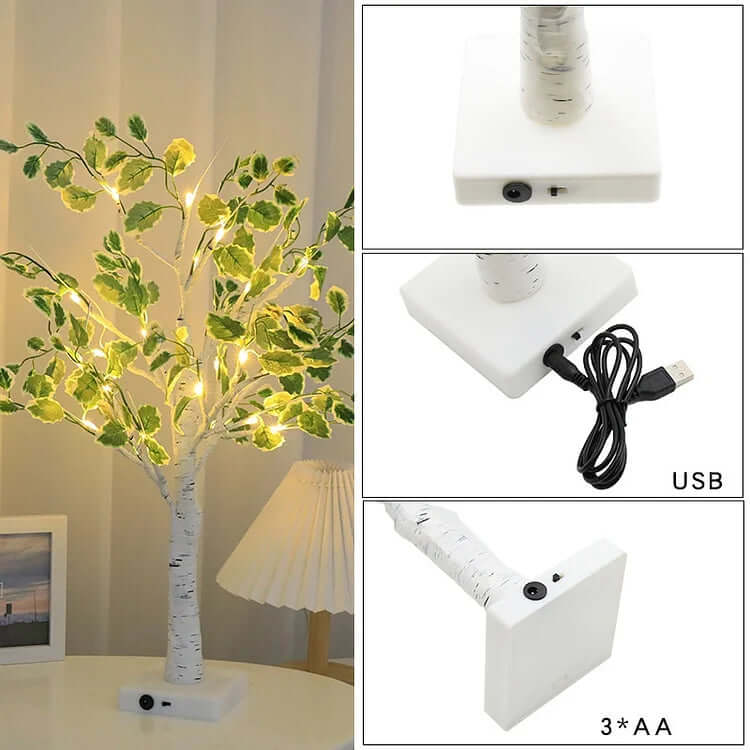 Lampki świąteczne LED z zielonymi liśćmi
