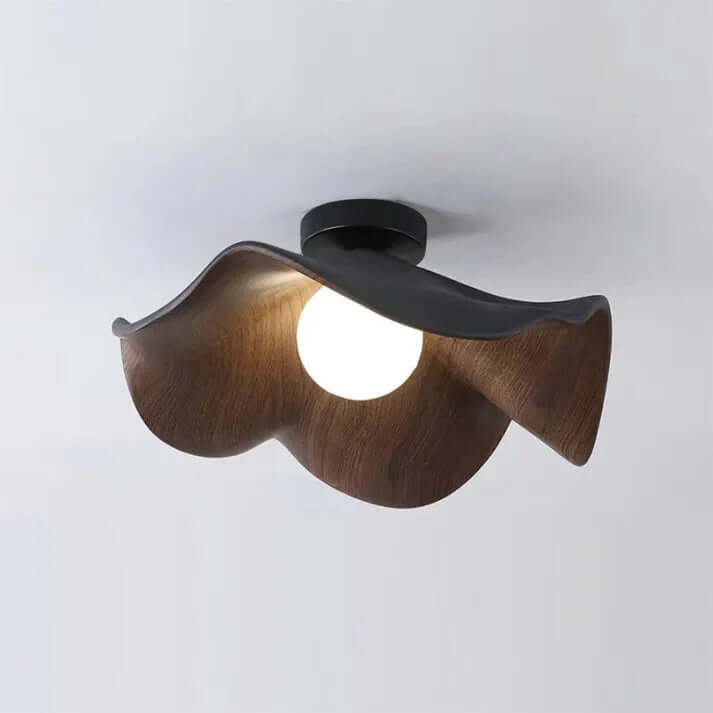  Skandynawska lampa sufitowa Lotus z żywicy i drewna