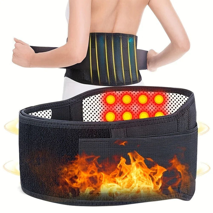 Ergonomiczny pas lędźwiowy z funkcją grzania, elegancki design, otulające ciepło, dyskretne ukojenie mięśni.
