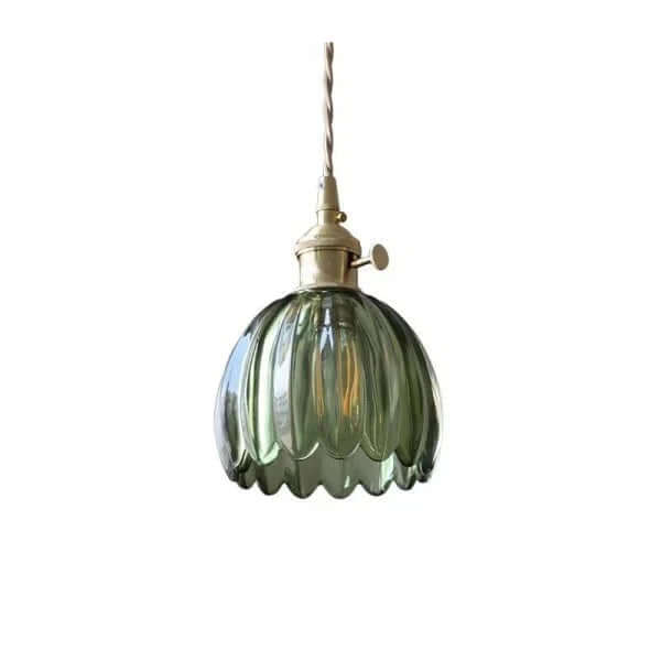 Wisząca Lampa Szklana w Stylu Japońskiego Retro z Motywem Kwiatowym