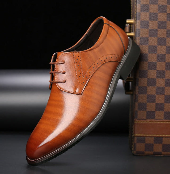 Eleganckie męskie buty sznurowane ze skóry w kolorze czarnym, brązowym, niebieskim i jasnobrązowym z wygodną podeszwą, wyrafinowany styl.