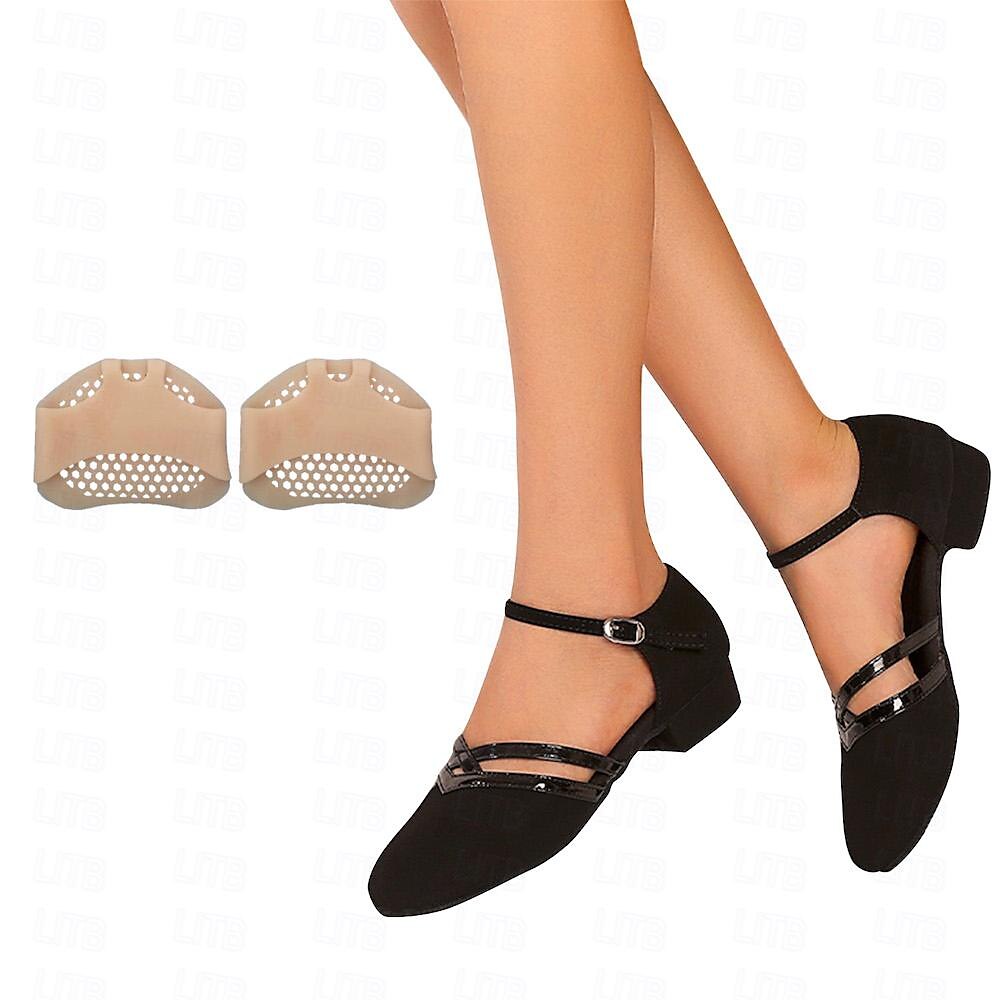 Czarne, eleganckie buty do tańca nowoczesnego na niskim obcasie, komfortowe i stylowe, z antypoślizgową podeszwą, dla kobiet.