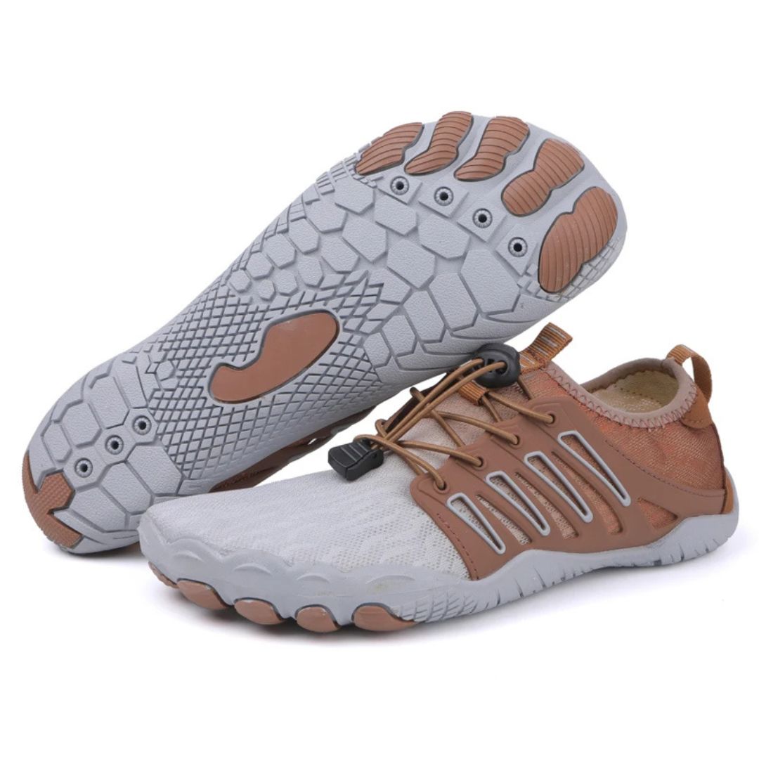 Minimalistyczne buty boso unisex, kolor niebieski, lekkie i elastyczne dla naturalnego chodzenia i komfortu ortopedycznego.