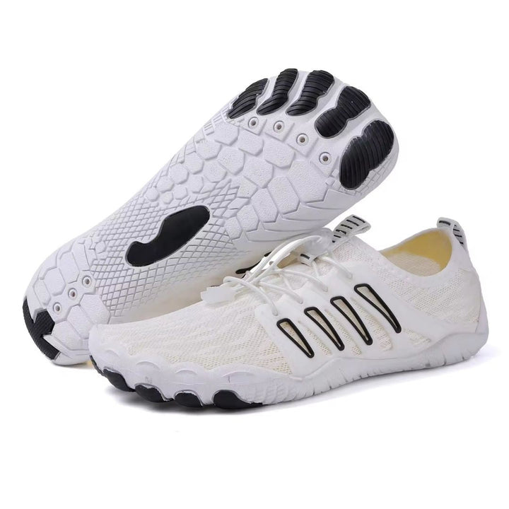 Minimalistyczne buty boso unisex, kolor niebieski, lekkie i elastyczne dla naturalnego chodzenia i komfortu ortopedycznego.