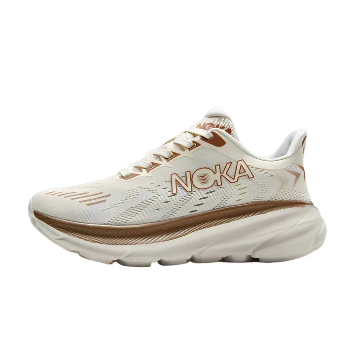 Lekkie męskie buty do biegania Flyknit, amortyzowane, oddychający design, szary kolor, podeszwa anty-wstrząsowa.