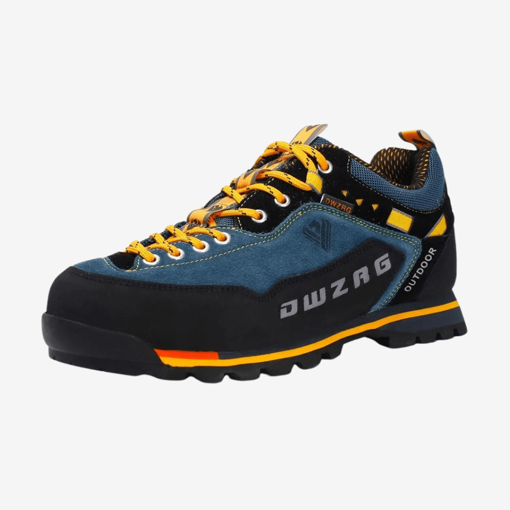 Męskie buty trekkingowe niskie, wodoodporne, z anatomicznym wsparciem, wytrzymałą cholewką i gumową podeszwą.