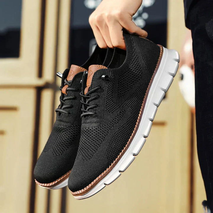 Eleganckie męskie buty casual, wykonane ze skóry, w kolorze czarnym i beżowym, idealne na lato, wygodne, nowoczesny styl.