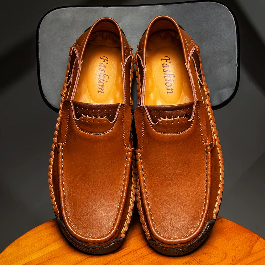 Męskie buty skórzane, łatwe do wsuwania, wygodne i stylowe