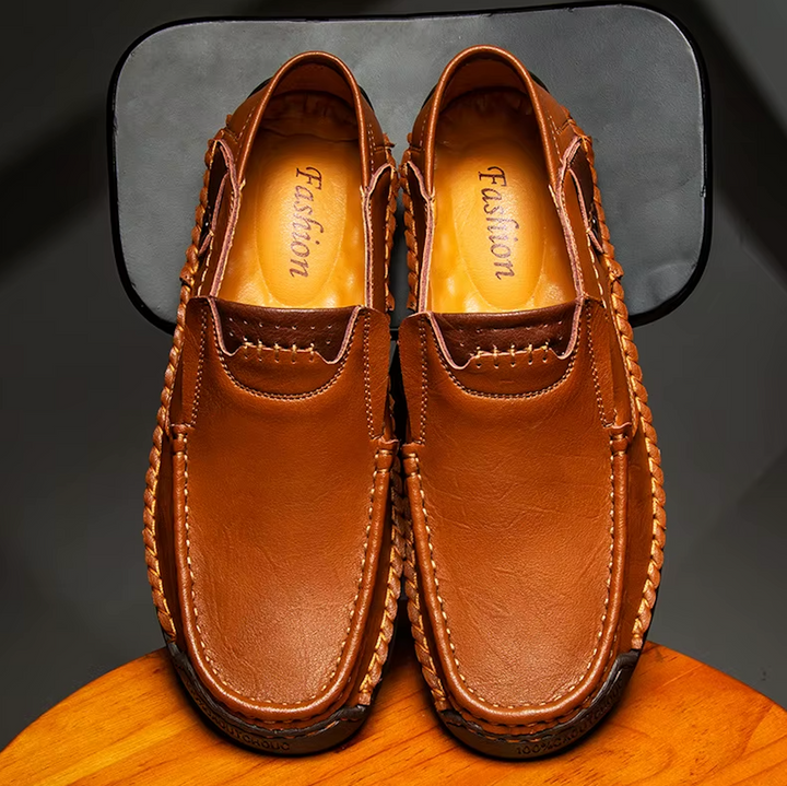 Męskie buty skórzane, łatwe do wsuwania, wygodne i stylowe