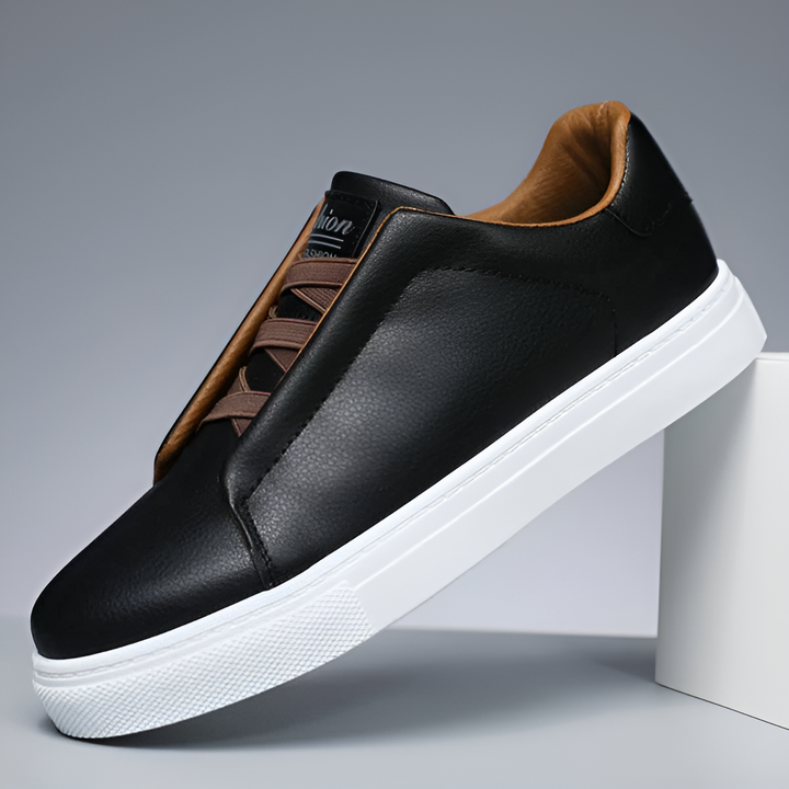 Eleganckie męskie skórzane sneakersy, ręcznie wykonane, zapewniające komfort i oddychalność, z ponadczasowym designem.