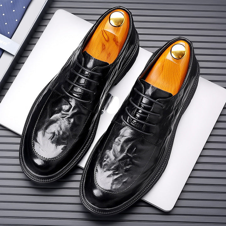 Męskie buty wizytowe Oxford ze skóry ziarnistej, klasyczny i wyrafinowany design z zamkniętym sznurowaniem, brązowe lub czarne.