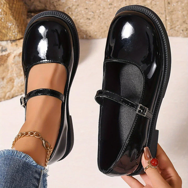 Damskie buty Mary Jane, okrągły nosek, czarne, bez sznurowania, wygodne i eleganckie