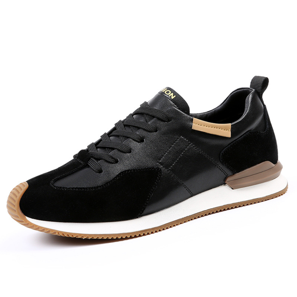 Eleganckie czarne buty męskie, skandynawski design, oddychające, wygodne, idealne na każdą okazję.