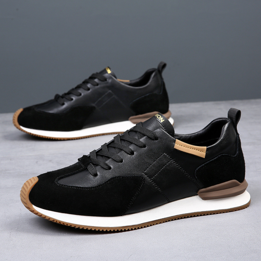 Eleganckie czarne buty męskie, skandynawski design, oddychające, wygodne, idealne na każdą okazję.