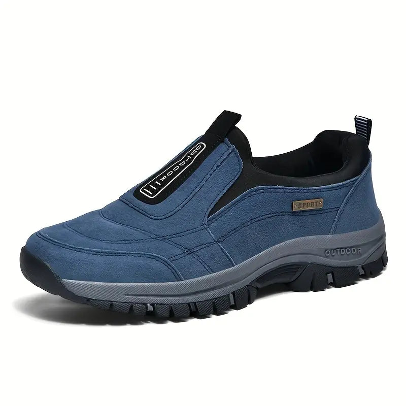 Eleganckie męskie buty ortopedyczne w kolorze niebieskim ze wsparciem łuku stopy dla codziennego komfortu i stylu.
