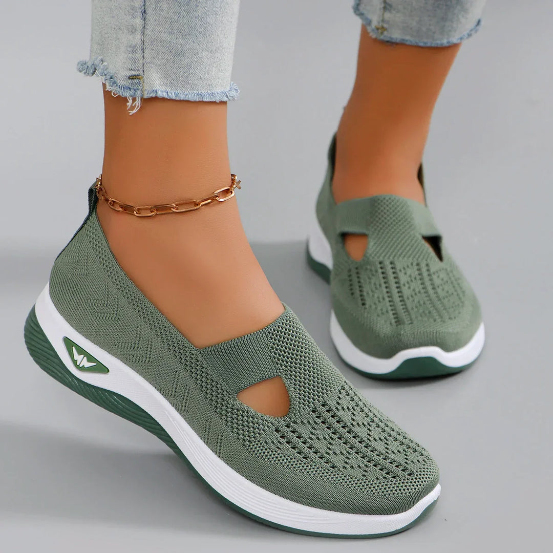Damskie buty ortopedyczne w kolorze khaki, wygodne, z amortyzującą podeszwą i optymalnym wsparciem.