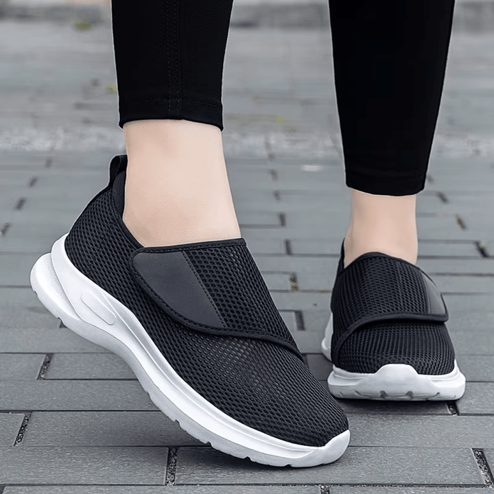 Eleganckie i wygodne buty ortopedyczne dla kobiet z szerokimi stopami, wykonane z elastycznych materiałów.