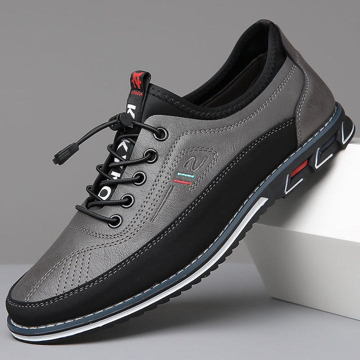 Karmelowe męskie buty Oxford, nowoczesny design, okrągły nosek, sznurowane. Eleganckie i wygodne na formalne okazje.