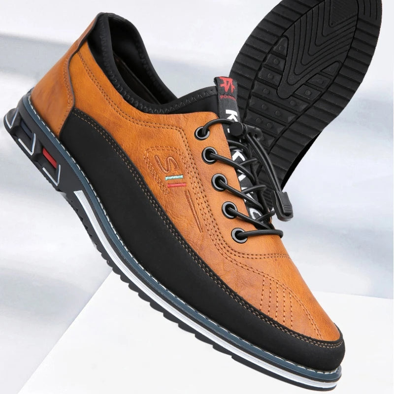 Eleganckie męskie buty Oxford, gładka brązowa skóra, smukła podeszwa, idealne do klasycznego stylu i optymalnego komfortu.