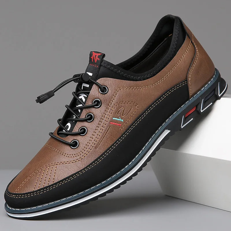 Eleganckie męskie buty Oxford, gładka brązowa skóra, smukła podeszwa, idealne do klasycznego stylu i optymalnego komfortu.