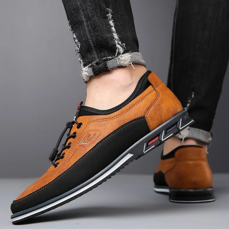 Eleganckie męskie buty Oxford, gładka brązowa skóra, smukła podeszwa, idealne do klasycznego stylu i optymalnego komfortu.